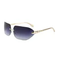 Frameless rimless sunglasses with purple gradient lenses and golden snake pattern temples - Gold Frame Double Grey
