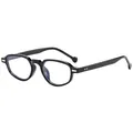 Retro black cat-eye sunglasses with thick frame and metal rivet accents for unisex - Black Frame Anti-Blue Light