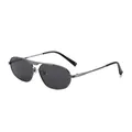 Gunmetal aviator sunglasses with irregular polygonal frame and dark polarized lenses - Gunmetal Frame Grey Lens