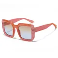 Occhiali da sole squadrati effetto marmo rosa con lenti sfumate marroni e blu - Montatura Rosa Lente Tè Blu