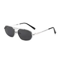 Chic silver metal aviator sunglasses with irregular polygonal frame and grey lenses - Silver Frame Grey Lens