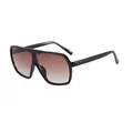 Fashionable oversized black square sunglasses with brown gradient lenses for outdoor sun protection - Black Frame Gradient Tea Lens