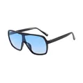 Oversized shield sunglasses with black frames and blue gradient lenses for fashion - Black Frame Gradient Blue Lens