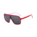 Lunettes de soleil rétro oversize avec monture rouge et blanche et verres anti-UV - Monture Rouge Blanc Verre Gris