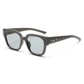 2025 square fashion sunglasses with retro frame and silver triangle side decoration - Dark Coffee Frame Light Blue Lens
