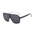 Lunettes de soleil oversize tendance avec monture noir et blanc et verres gris foncé - Monture Rayée Noir Blanc Verres Gris