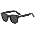 Klassieke vierkante zonnebril in zwart met zilveren studs en donkere glazen - Zwart Frame Grijze Lenzen