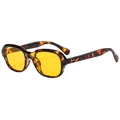 Retro square sunglasses featuring bold yellow lenses and dark brown tortoiseshell frames - Demi Frame Orange Lens