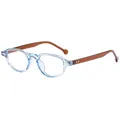 Retro cat-eye sunglasses with blue frame and amber temples in a stylish polygon design - Transparent Blue Frame Anti-Blue Light
