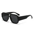Lunettes de soleil noires surdimensionnées à double pont et monture carrée épaisse - Monture Noire Verres Noir Gris