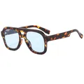 Fashionable double-bridge aviator sunglasses with tortoiseshell frame and blue lenses - Tortoiseshell Frame Blue Lens