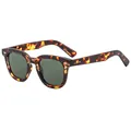 Retro zonnebril met schildpadmontuur, donkergroene glazen en metalen versieringen - Schildpad Frame G15 Lenzen