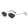 Stylish gold metal polygon sunglasses with black lenses and a trendy retro aesthetic - Gold Frame Grey Lens