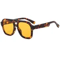 Fashion aviator sunglasses featuring tortoiseshell frames and orange tinted lenses - Demi Frame Orange Lens