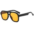 Retro double-bridge sunglasses with black frame and vibrant orange lenses for outdoors - Black Frame Orange Lens