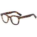 Retro vierkante zonnebril met schildpadmontuur, brede pootjes en zilveren klinknagels - Schildpad Frame Anti Blauw Licht Lens