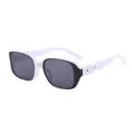 Vintage square sunglasses in bold black and white contrast with protective UV lenses - White Frame Gray Lens