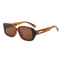 Retro rectangle tortoiseshell sunglasses with brown lenses and silver metal side accents - Tortoiseshell Frame Tea Lens