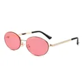 Vintage oval sunglasses with gold metal frame and pink transparent lenses for women - Gold Frame Pink Lenses