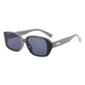 Vintage smoke gray translucent sunglasses with thick frames and silver metal accents - Grey Frame Grey Lens