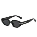Lunettes de soleil rétro à monture épaisse noire brillante avec détails argentés - Monture Noire Verres Gris