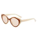 Gafas de sol retro cat-eye con montura blanco crema y cristales naranja claro - Beige Té Claro