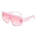 Große Sonnenbrille mit rosa Farbverlauf und transparentem Rahmen aus seitlicher Sicht - Rosa Rahmen Rosa Linse