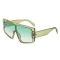 Übergroße Shield-Sonnenbrille mit olivgrünem Verlaufsglas und transparentem Rahmen - Olivgrün Grünverlauf