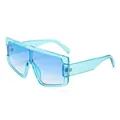 Oversize-Sonnenbrille mit einteiligen hellblauen Verlaufsgläsern und modernem quadratischem Rahmen - Blauer Rahmen Blau Verlaufsgläser