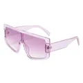 Übergroße Shield-Sonnenbrille mit helllila transparentem Rahmen und lila Verlaufsgläsern - Lila Rahmen Lilaverlauf