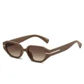 Lunettes de soleil géométriques marron avec détail métallique pour protection UV été - Monture Café Verres Thé Dégradé