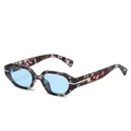 Lunettes de soleil polygonales écailles avec verres bleu clair et détails en métal argent - Monture Écaille Grise Verres Bleus