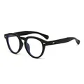 Retro black full-rim sunglasses with silver diamond rivets and blue light blocking lenses - Regular / Matte Black Frame Clear Lens