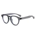 Translucent grey retro round frame sunglasses with blue light lenses and silver rivet studs - Regular / Transparent Grey Frame Clear Lens