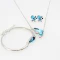 Set di gioielli con farfalle in cristallo blu collana orecchini e bracciale - Celeste