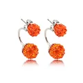 Orecchini a doppia sfera con cristalli Shamballa arancioni e supporto in metallo argento - Arancione