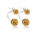 Orecchini a perno a doppia sfera di cristallo dorato Shamballa con chiusura in metallo argento - Giallo