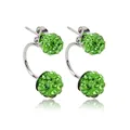 Orecchini a doppia sfera Shamballa in cristallo verde con finitura in metallo argento - Verde
