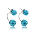 Orecchini a doppia sfera Shamballa blu con strass incastonati e finitura argento - Blu