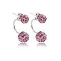 Orecchini Shamballa a doppia sfera con cristalli rosa e finitura argento - Viola