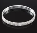 Bracelet de cheville élégant à trois rangées de cristaux argentés et strass brillants - Argent