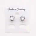 Classic round cut cubic zirconia magnetic earrings with silver six-claw setting - White Magnetic Style / White
