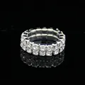 Sparkling double-row crystal stretch ring in silver finish with polished metal base - Double Row Style (K226) / Silver