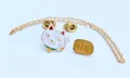 Set de broches de esmalte de gato de la suerte con placa dorada y cadena de metal - Gato de la Suerte (Mil Oro)