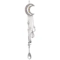Detalle del pasador luna plateada con pedrería brillante y borlas largas con colgante estrella - Plateado