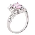 Bague halo argentée élégante avec une grande pierre rose ovale et des zircons scintillants - US 5 / Rose