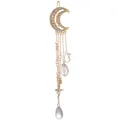 Detalle de horquilla de luna con brillantes pedrería y borlas de cristal fino - Dorado