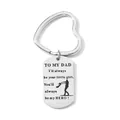 Polished stainless steel keychain with heart ring and To My Dad engraved rectangle pendant - Large / Silver