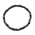 Polished magnetic hematite beaded anklet with sleek oval and round black stone beads - Black
