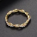 Bague torsadée en or avec strass scintillants, bijou élégant pour femmes et filles - Taille 6 / Or